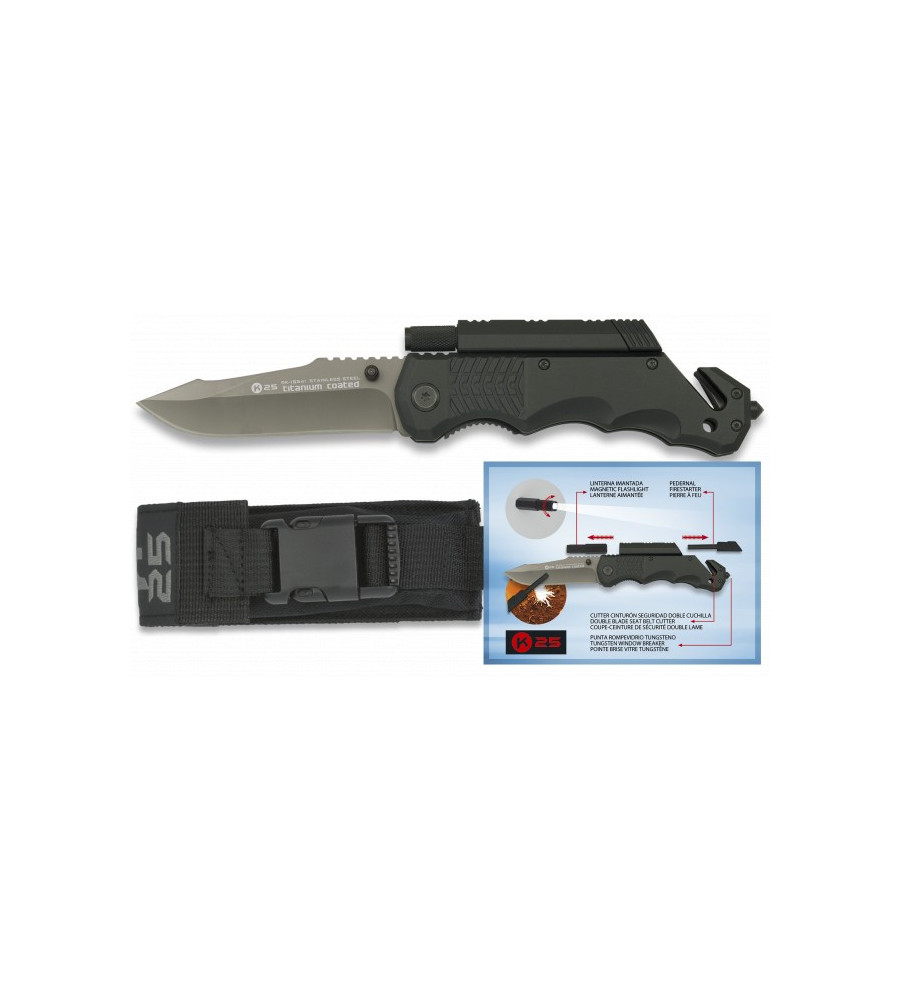 navaja K25.pedernal y linterna. h: 9