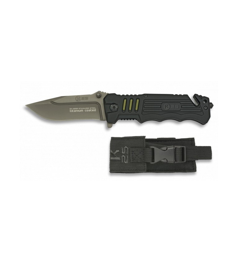 Navaja K25  negra. Rubber coated. h: 8.7