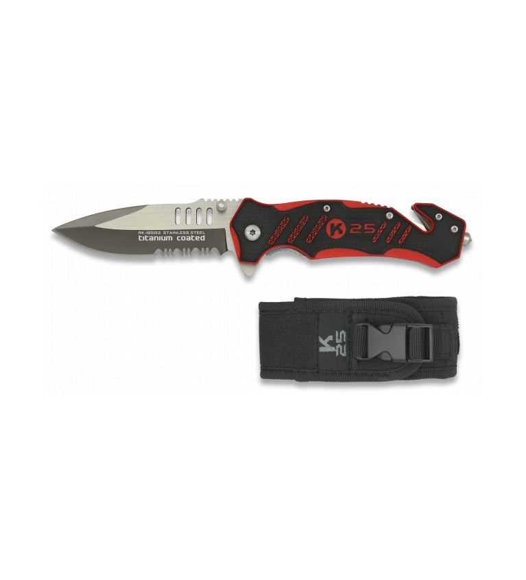 navaja K25 G10 roja / negra.hoja:9