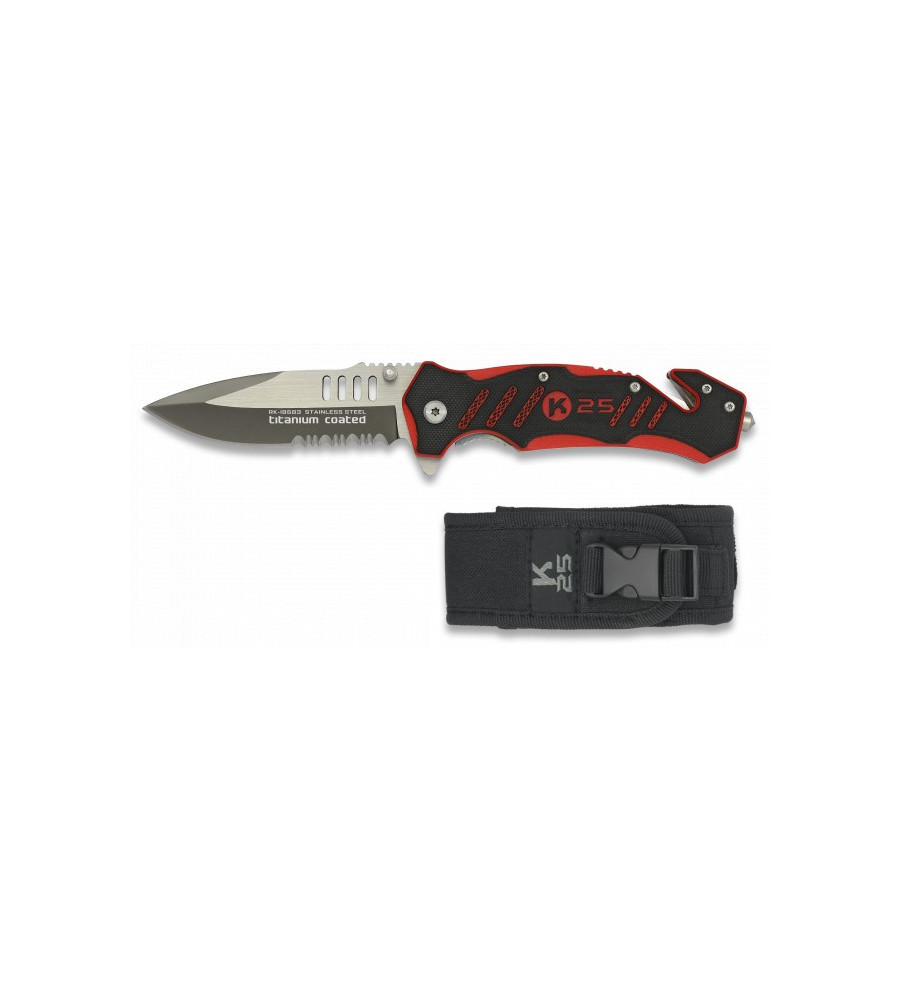 navaja K25 G10 roja / negra.hoja:9