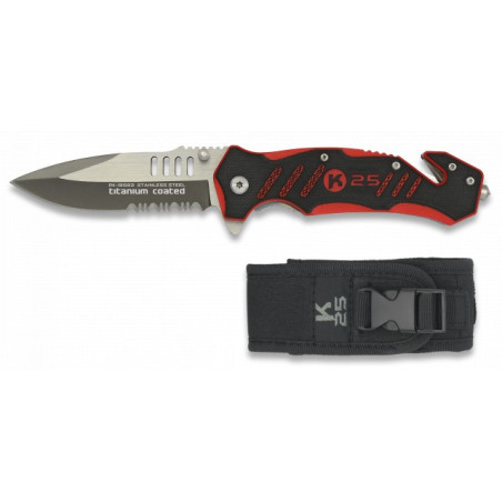navaja K25 G10 roja / negra.hoja:9