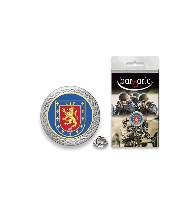 Pin Barbaric plata. borde biselado.20mm