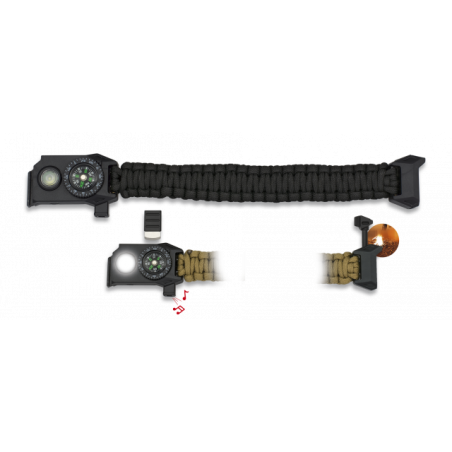 Brazalete paracord/ brujula/silbato/LED