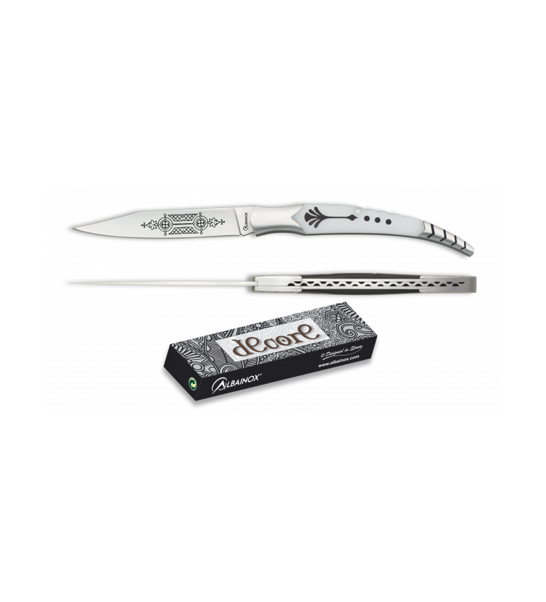 Navaja albainox blanca. hoja: 8.8 cm