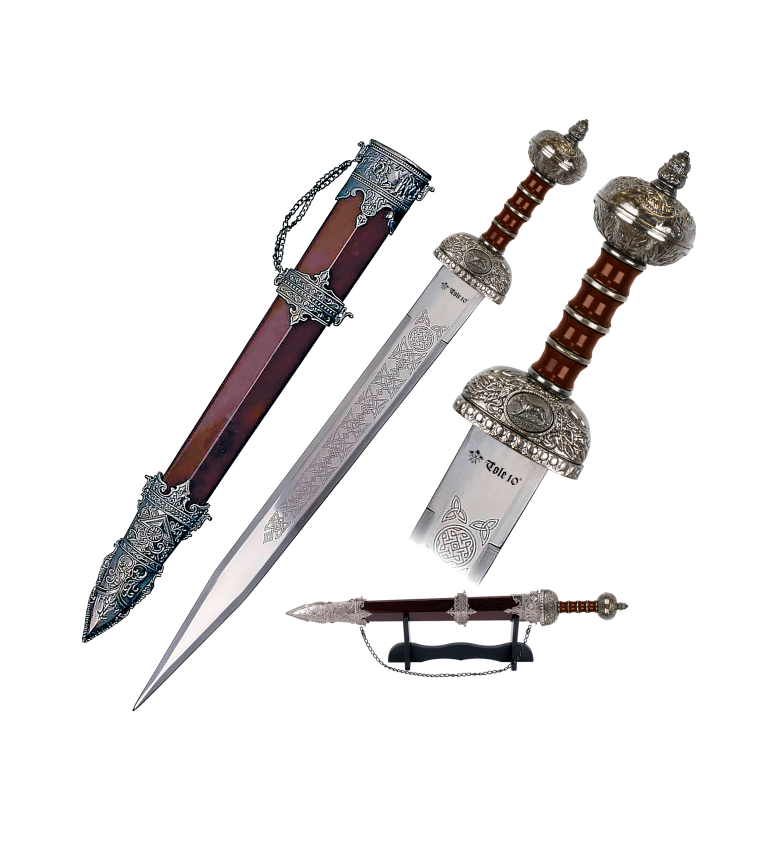 espada Tole10 con vaina decorada y peana