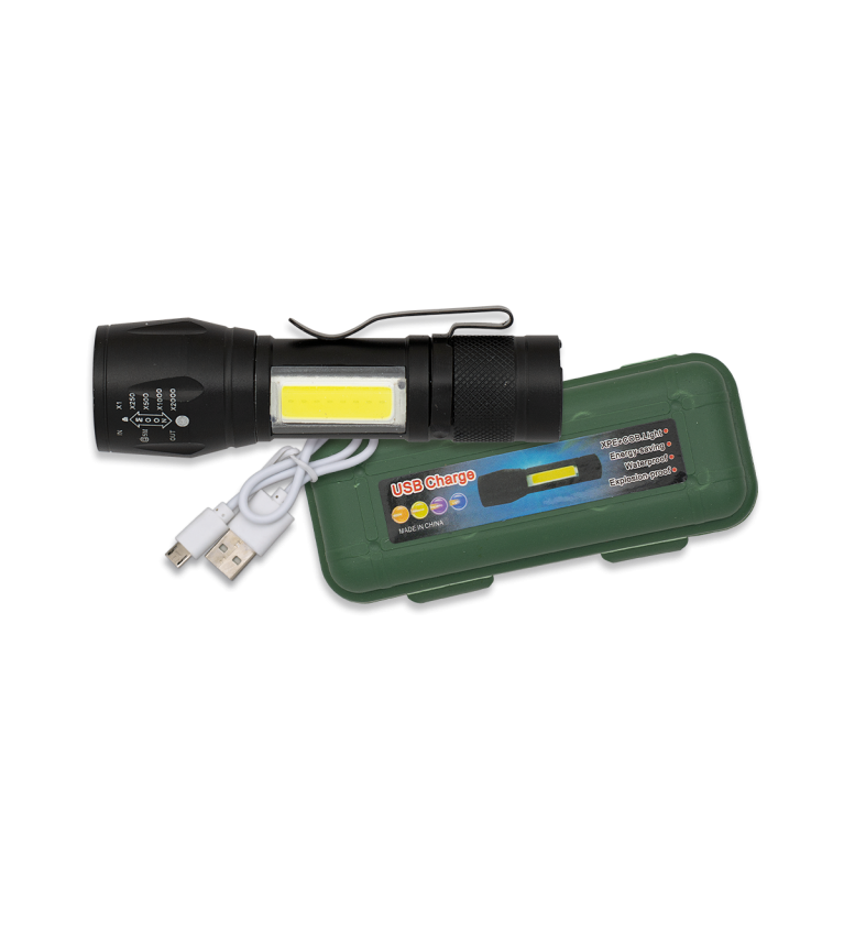 Linterna Recargable con Clip y cable Usb