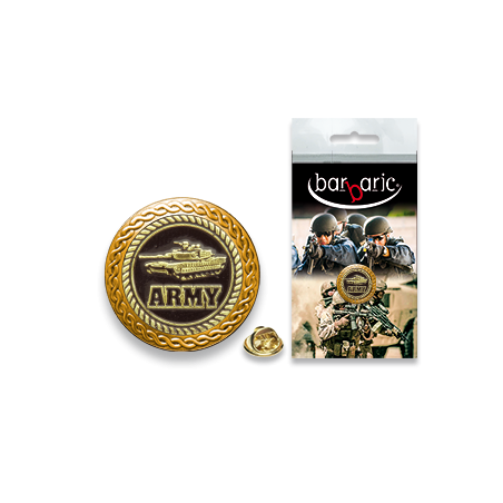 Pin Barbaric oro. borde biselado. D:20mm