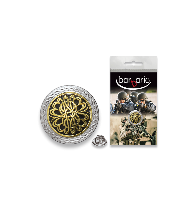 Pin Barbaric plata. borde biselado.20mm