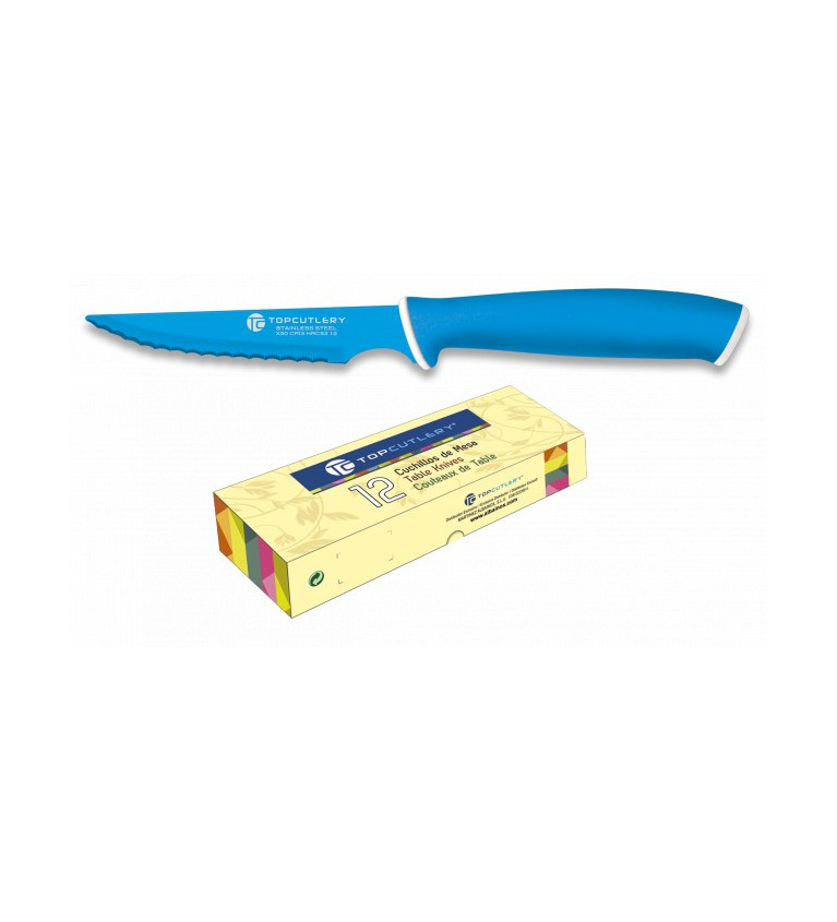 cuchillo de mesa Top Cutlery azul. punta