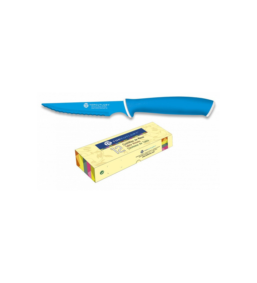 cuchillo de mesa Top Cutlery azul. punta