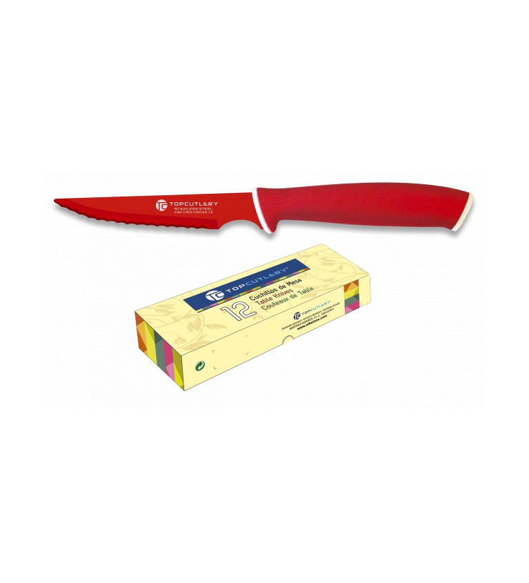 cuchillo de mesa Top Cutlery rojo. punta