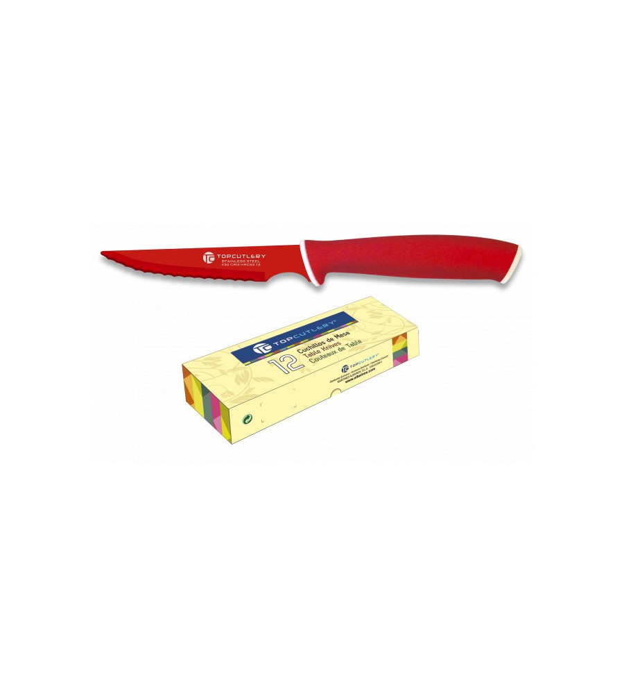 cuchillo de mesa Top Cutlery rojo. punta