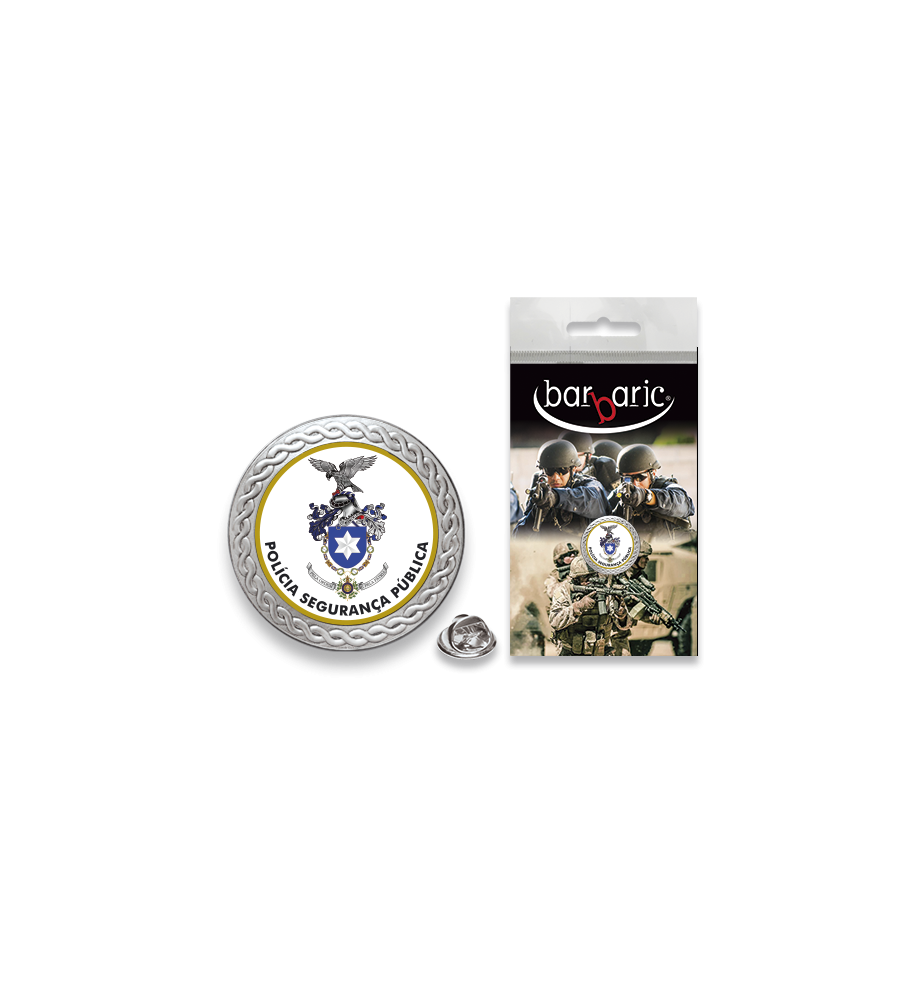 Pin Barbaric plata. borde biselado.20mm