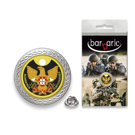 Pin Barbaric plata. borde biselado.20mm