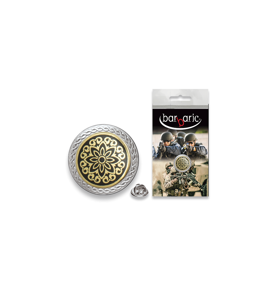 Pin Barbaric plata. borde biselado.20mm