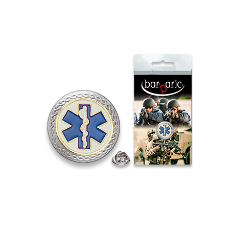 Pin Barbaric plata. borde biselado.20mm