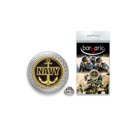 Pin Barbaric plata. borde biselado.20mm