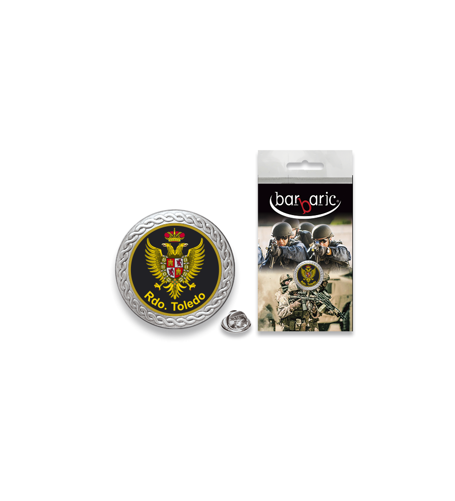 Pin Barbaric plata. borde biselado.20mm