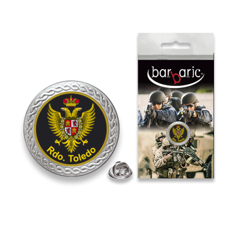 Pin Barbaric plata. borde biselado.20mm