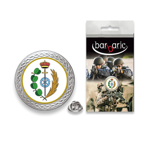 Pin Barbaric plata. borde biselado.20mm