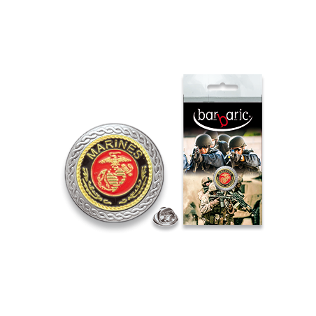 Pin Barbaric plata. borde biselado.20mm