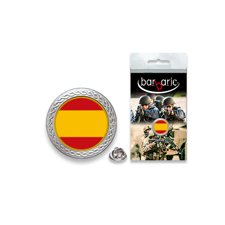 Pin Barbaric plata. borde biselado.20mm