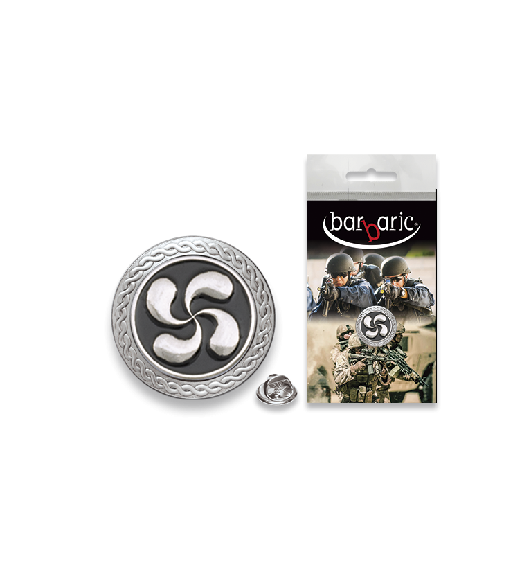 Pin Barbaric plata. borde biselado.Ø20mm