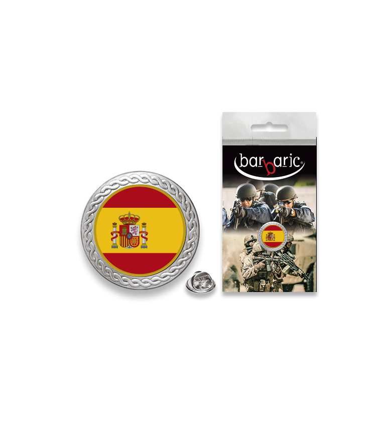 Pin Barbaric plata. borde biselado.20mm