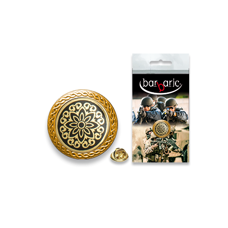 Pin Barbaric oro. borde biselado. D:20mm