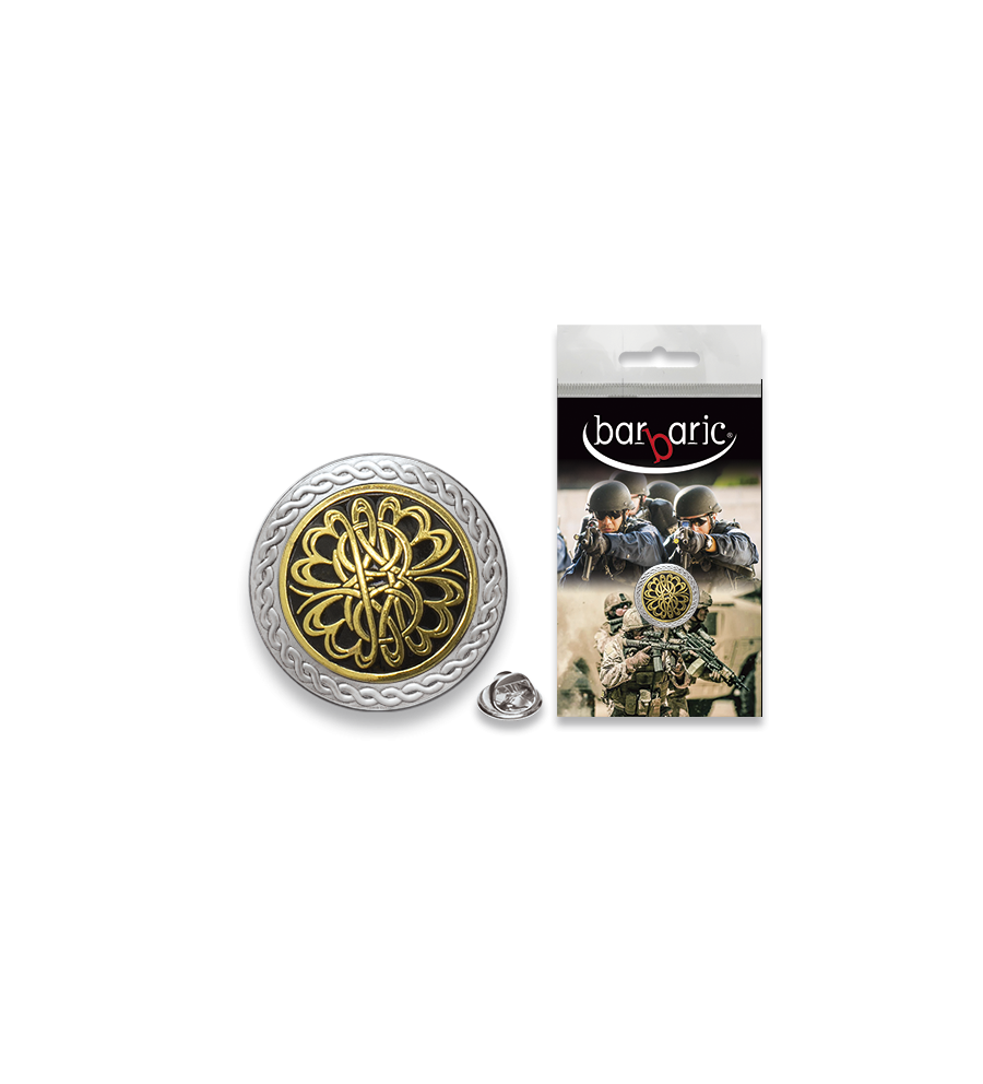 Pin Barbaric plata. borde biselado.20mm