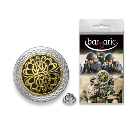 Pin Barbaric plata. borde biselado.20mm