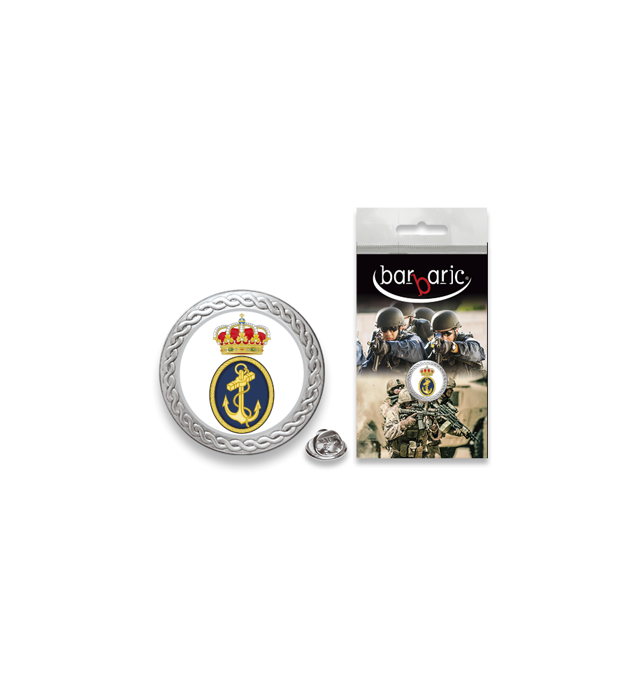 Pin Barbaric plata. borde biselado.20mm