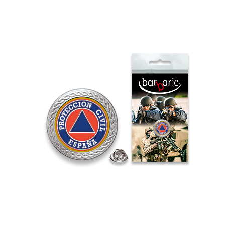 Pin Barbaric plata. borde biselado.20mm