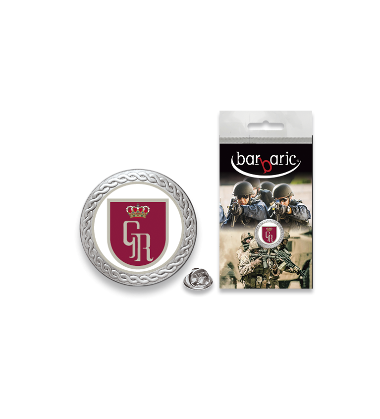 Pin Barbaric plata. borde biselado.20mm