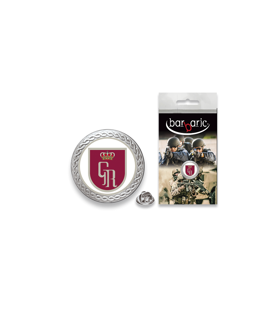 Pin Barbaric plata. borde biselado.20mm