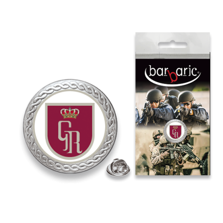 Pin Barbaric plata. borde biselado.20mm