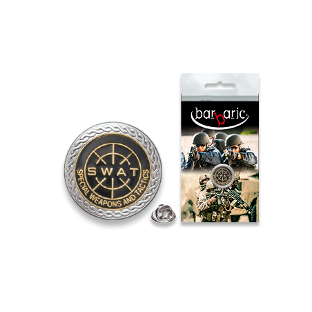 Pin Barbaric plata. borde biselado.20mm