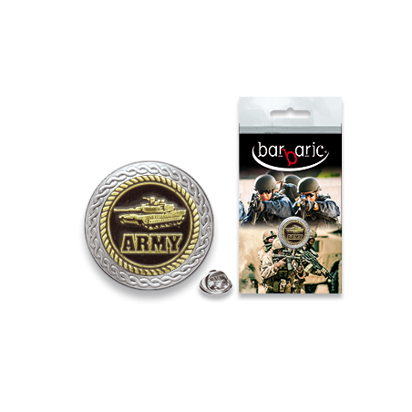 Pin Barbaric plata. borde biselado.20mm