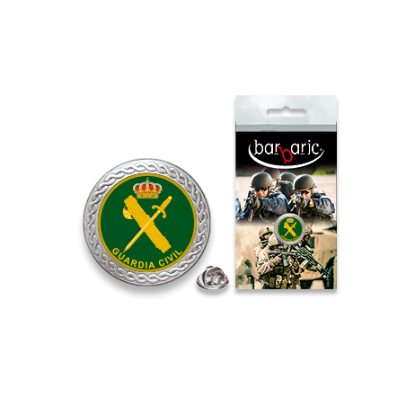 Pin Barbaric plata. borde biselado.20mm