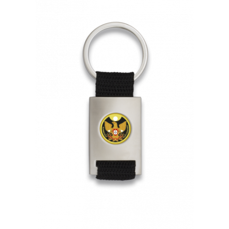 Llavero rectangular plata + cinta negra