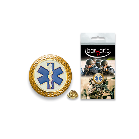 Pin Barbaric oro. borde biselado. D:20mm