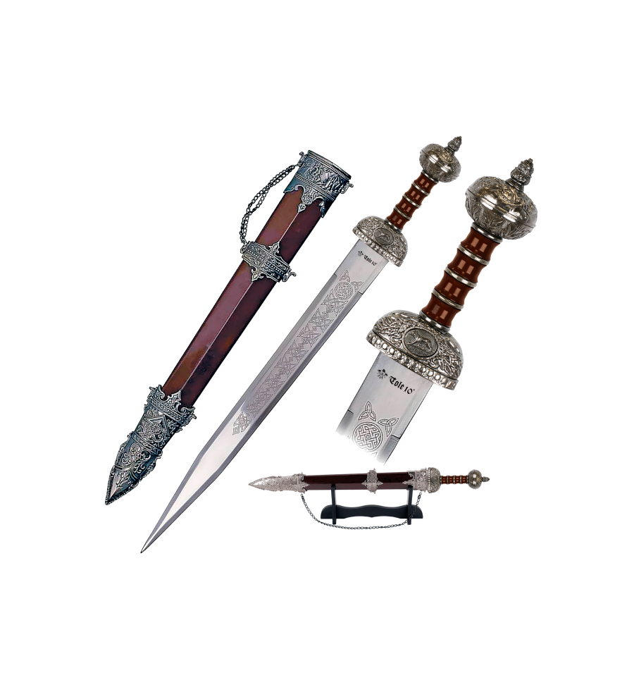 espada Tole10 con vaina decorada y peana