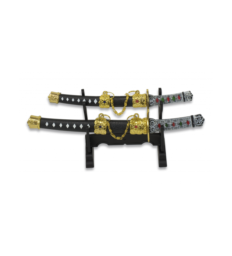 katana mini tole10.set 2 pcs con peana.