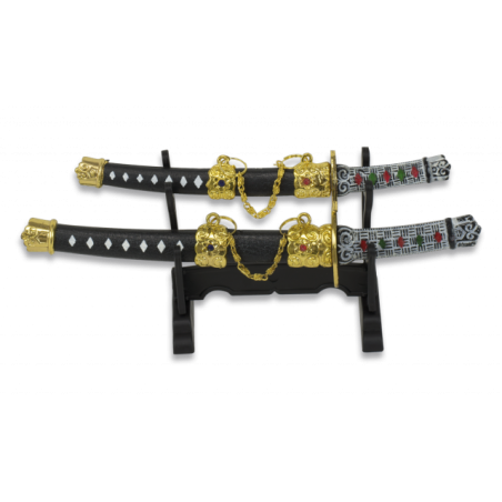 katana mini tole10.set 2 pcs con peana.