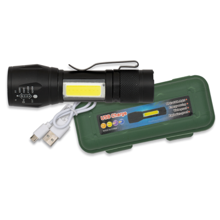 Linterna Recargable con Clip y cable Usb