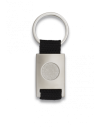 llavero rectangulo plata +  cinta negra