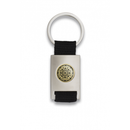 Llavero rectangulo plata + cinta negra