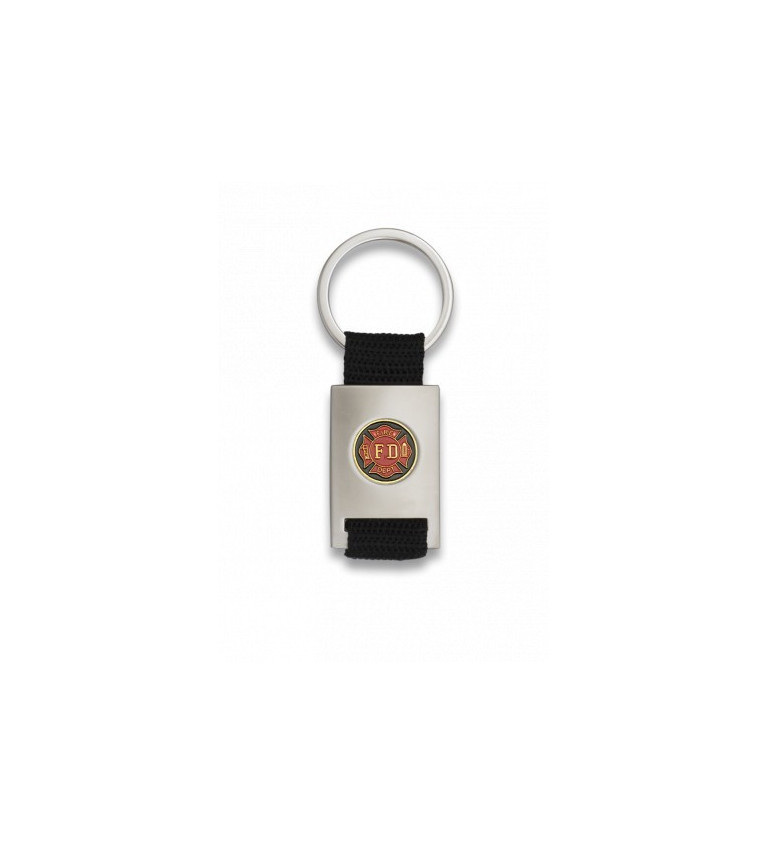 Llavero rectangulo plata + cinta negra