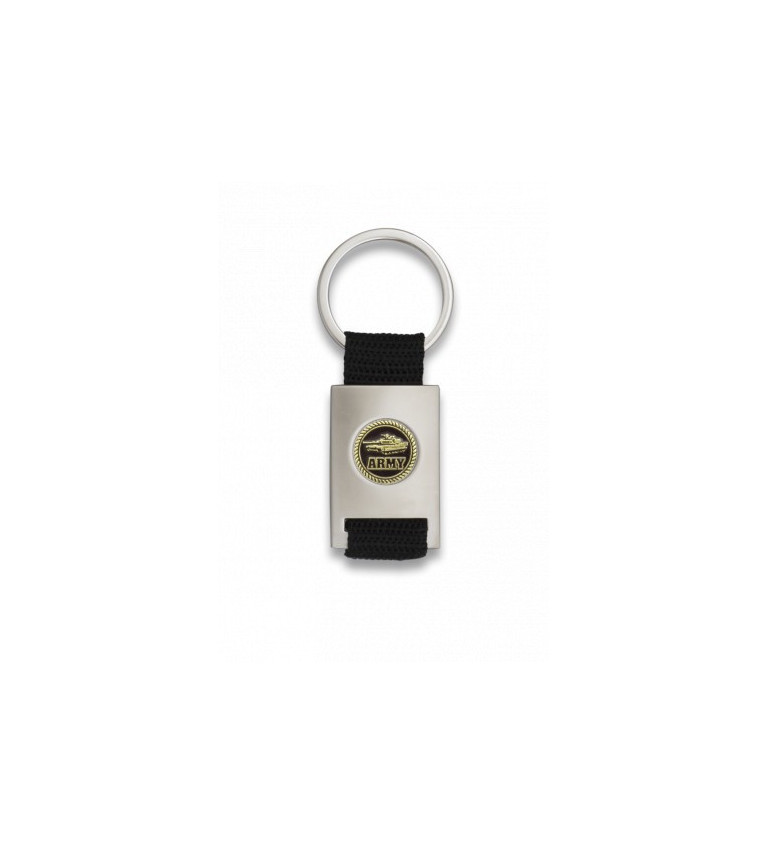 Llavero rectangulo plata + cinta negra