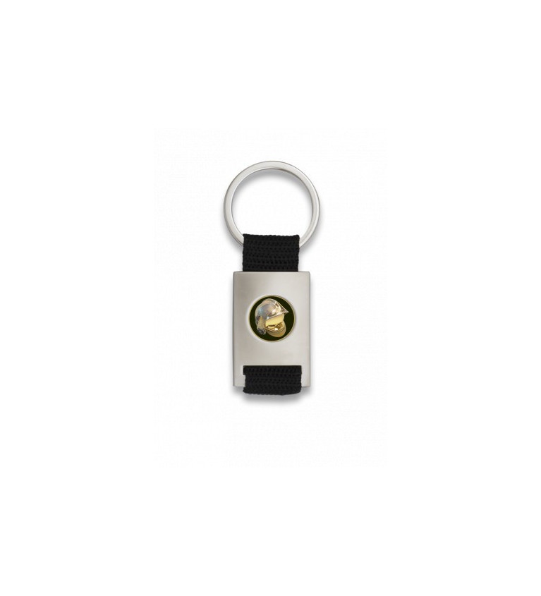 Llavero rectangulo plata + cinta negra